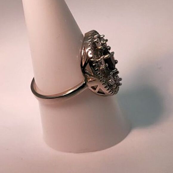 Elite New .925 Sterling Silver Sapphire & AAA Grade Australian CZ Ring Size 8 - Picture 2 of 11
